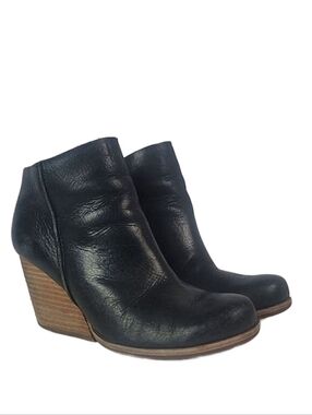 Kork-Ease Natalya Black Leather Women's Wedges